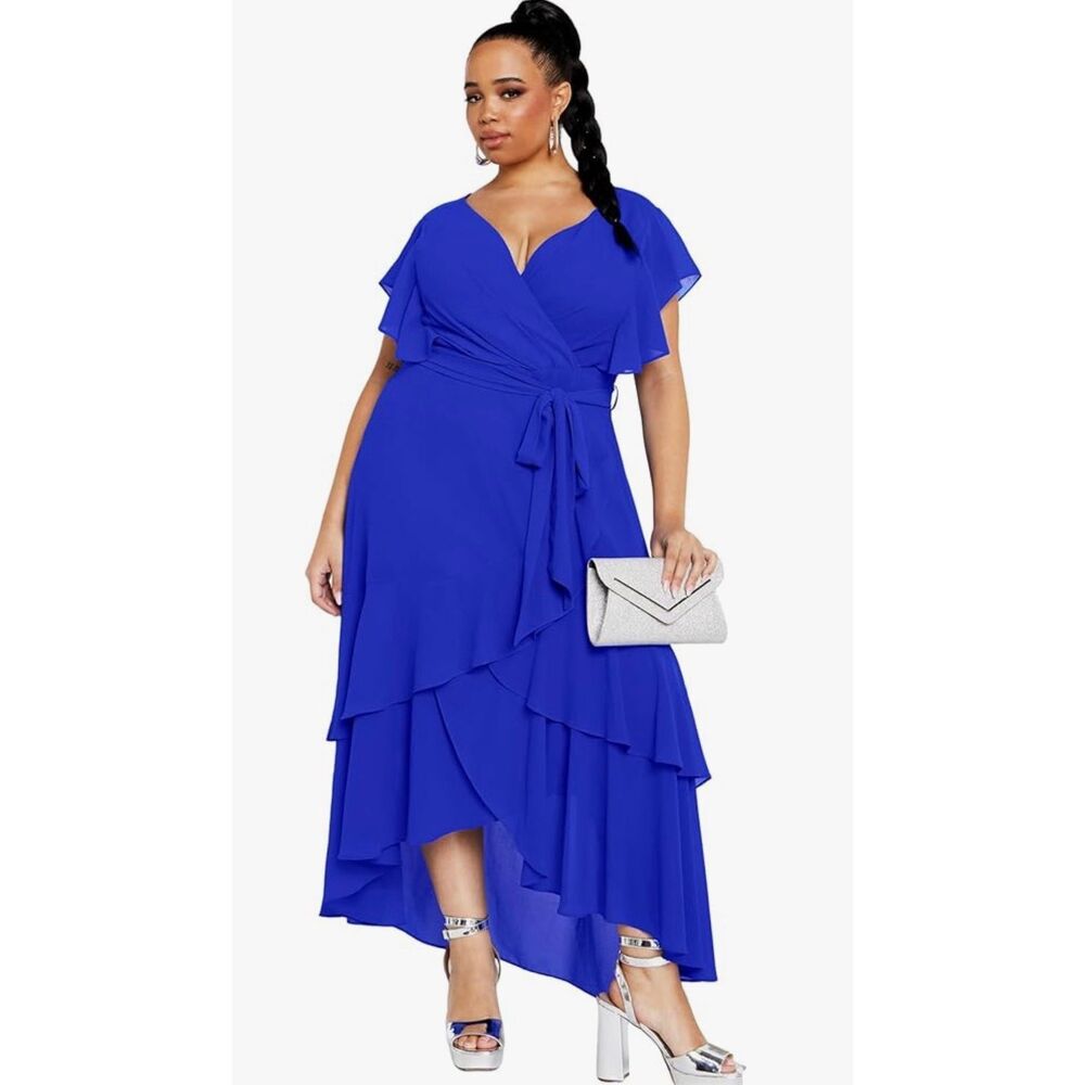 City Chic Women's Flirty Tier Maxi Dress Size 12